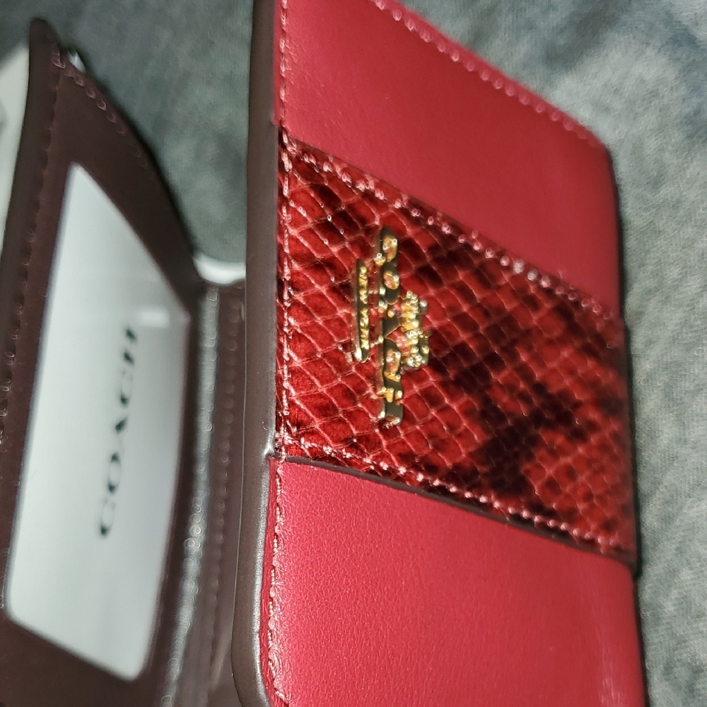 Coach Red and Snake Print Leather Wallet NEW with Tags - Picture 6 of 6